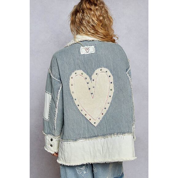 "Cartwright" Quilted Love Heart Denim Jacket - Picture 4 of 4